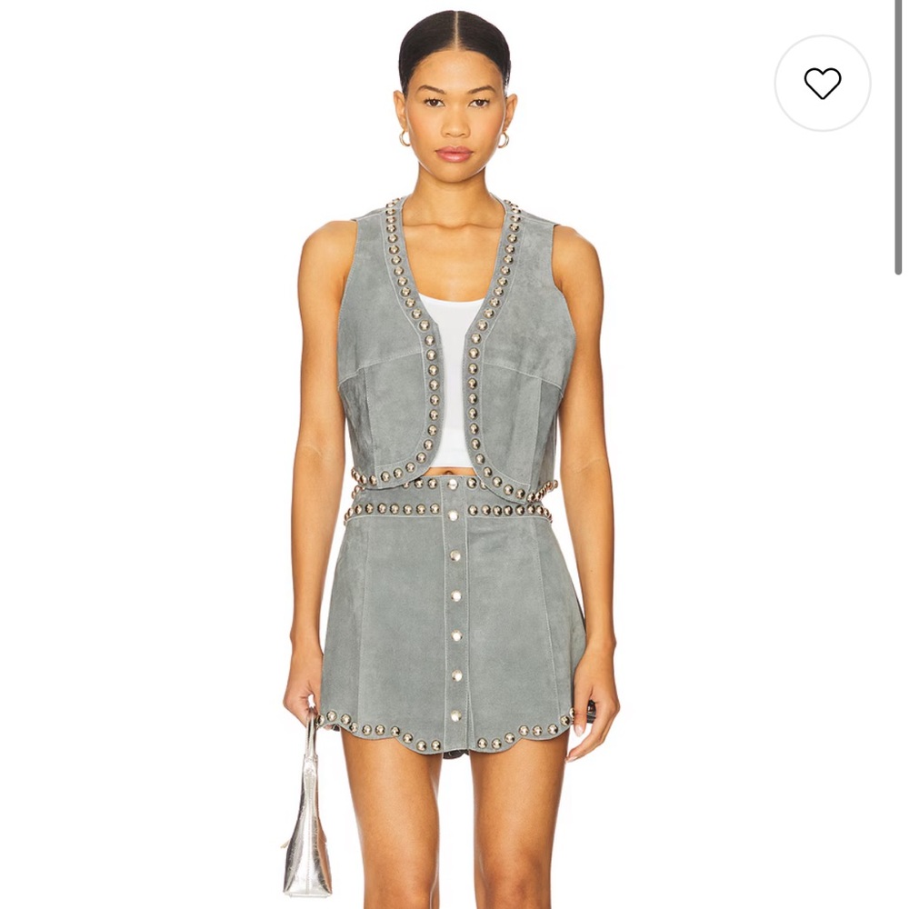 Stud-Trim Sage Mini Dress Set - Women's Two-Piece